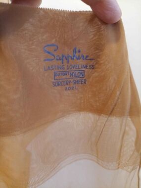 Vintage Sapphire Sorcery-Sheer Nylon Stockings in Camel
